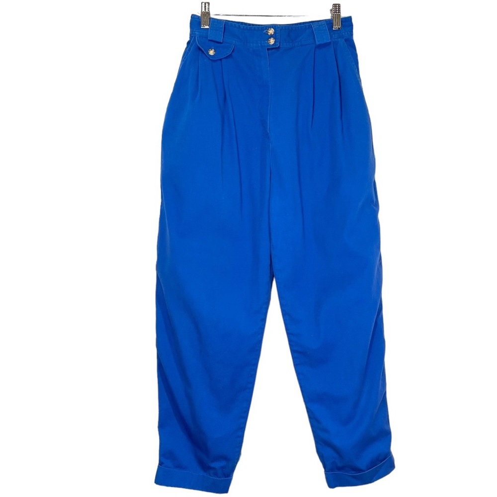 High Waist Blue Cotton Vintage Pants